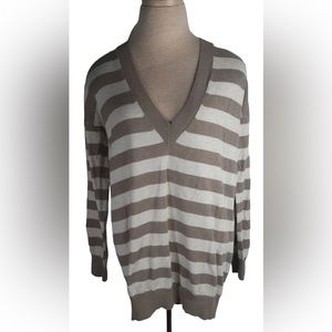 GAP vintage oatmeal and taupe long sleeve cashmere cotton blend sweater